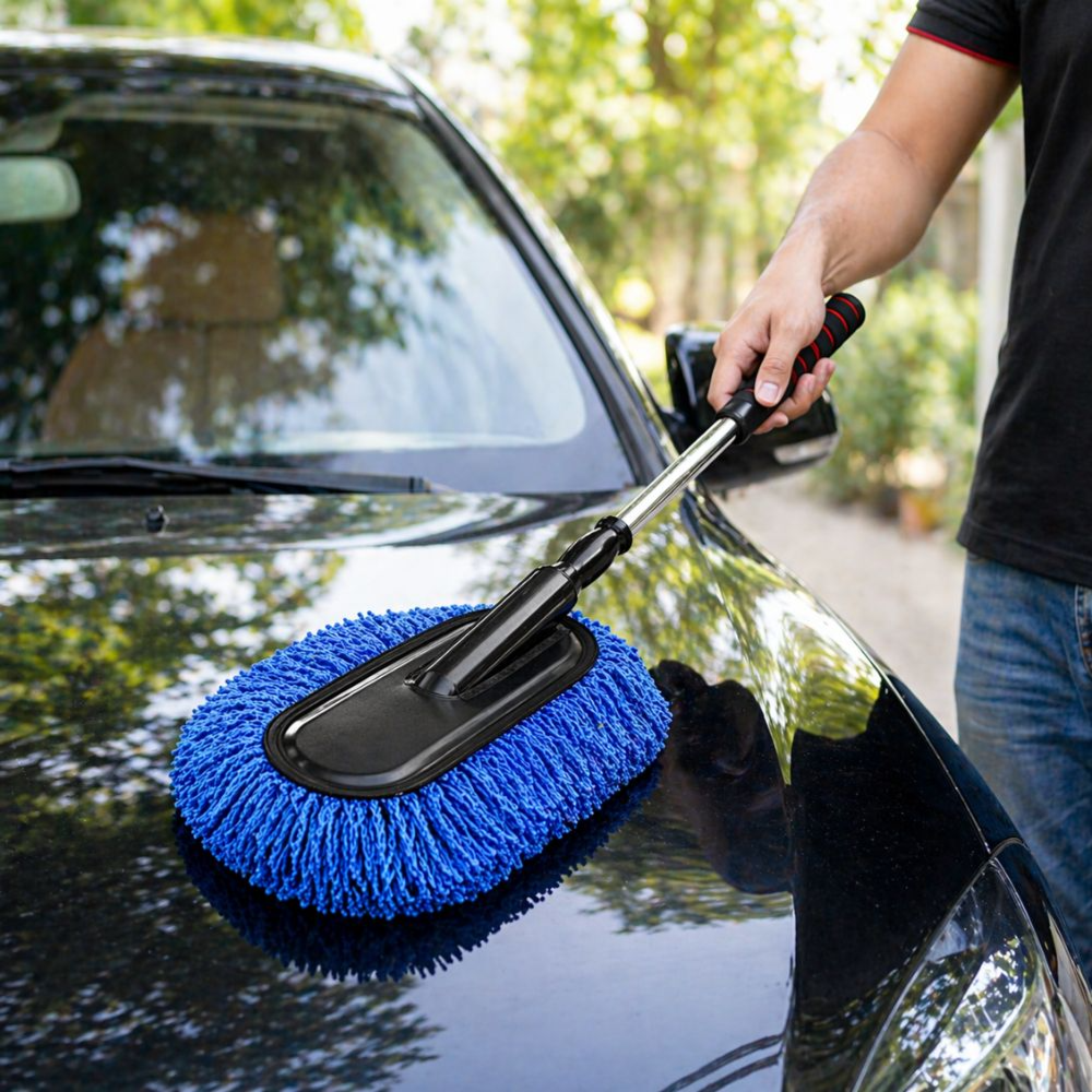 Microfiber Car Cleaning Duster with Telescopic Handle – Extendable Car Dusting Brush for Interior & Exterior Cleaning