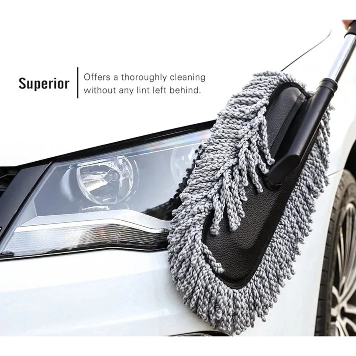 Microfiber Car Cleaning Duster with Telescopic Handle – Extendable Car Dusting Brush for Interior & Exterior Cleaning