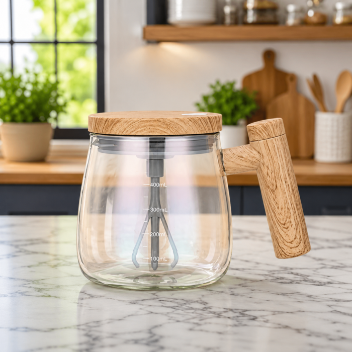 Electric Self-Stirring Mug 400ml – Automatic Mixing Coffee Cup with Lid & Handle, High Borosilicate Glass Mug for Coffee, Tea, Milk & Hot Drinks