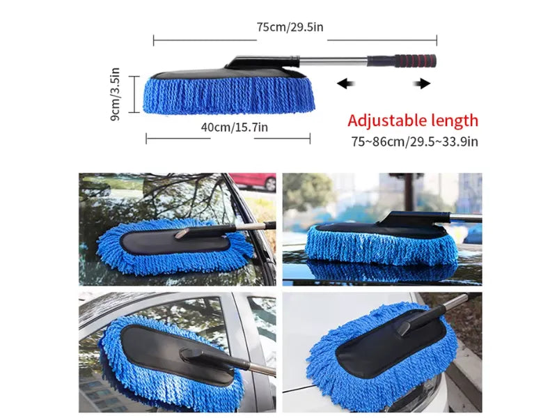 Microfiber Car Cleaning Duster with Telescopic Handle – Extendable Car Dusting Brush for Interior & Exterior Cleaning
