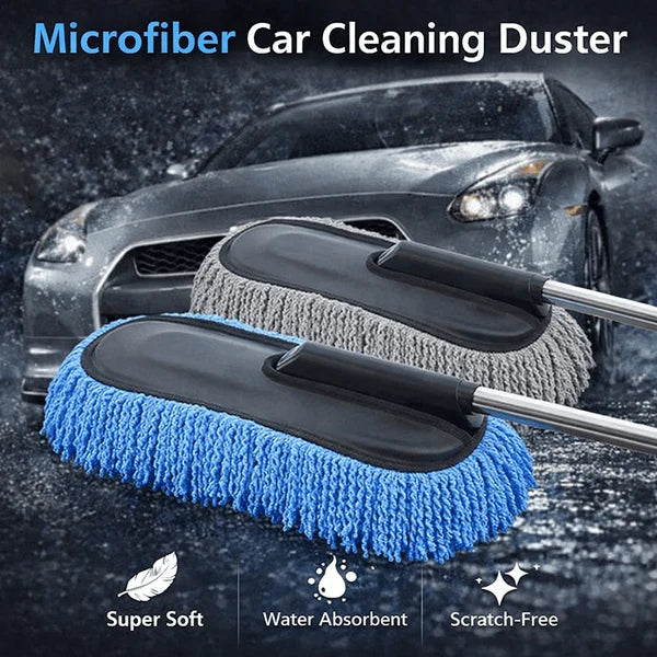 Microfiber Car Cleaning Duster with Telescopic Handle – Extendable Car Dusting Brush for Interior & Exterior Cleaning
