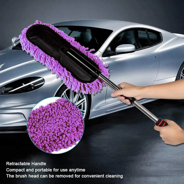 Microfiber Car Cleaning Duster with Telescopic Handle – Extendable Car Dusting Brush for Interior & Exterior Cleaning